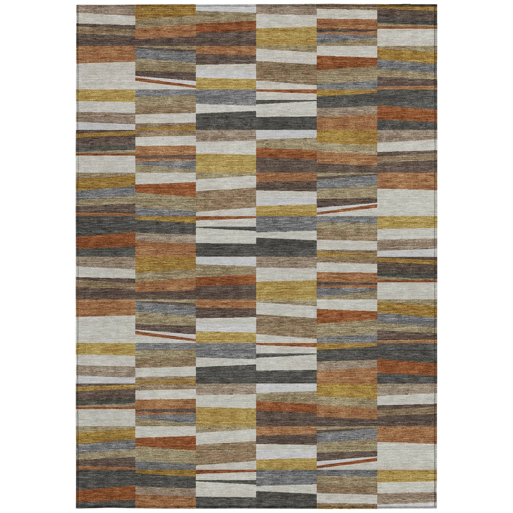9' X 12' Coffee And Ivory Striped Washable Indoor Outdoor Area Rug Homeroots Outdoor