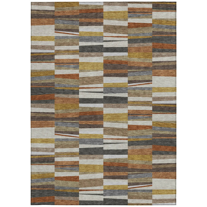 9' X 12' Coffee And Ivory Striped Washable Indoor Outdoor Area Rug Homeroots Outdoor
