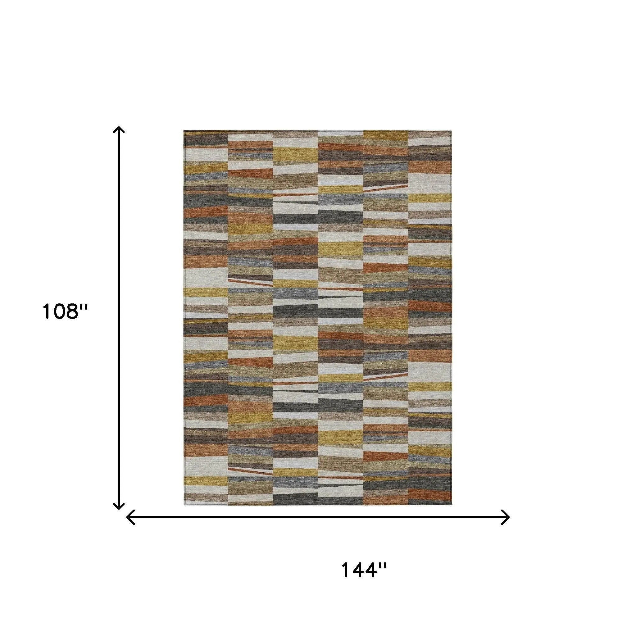 9' X 12' Coffee And Ivory Striped Washable Indoor Outdoor Area Rug Homeroots Outdoor