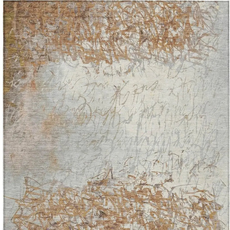 9' X 12' Copper And Beige Abstract Washable Indoor Outdoor Area Rug Homeroots Outdoor