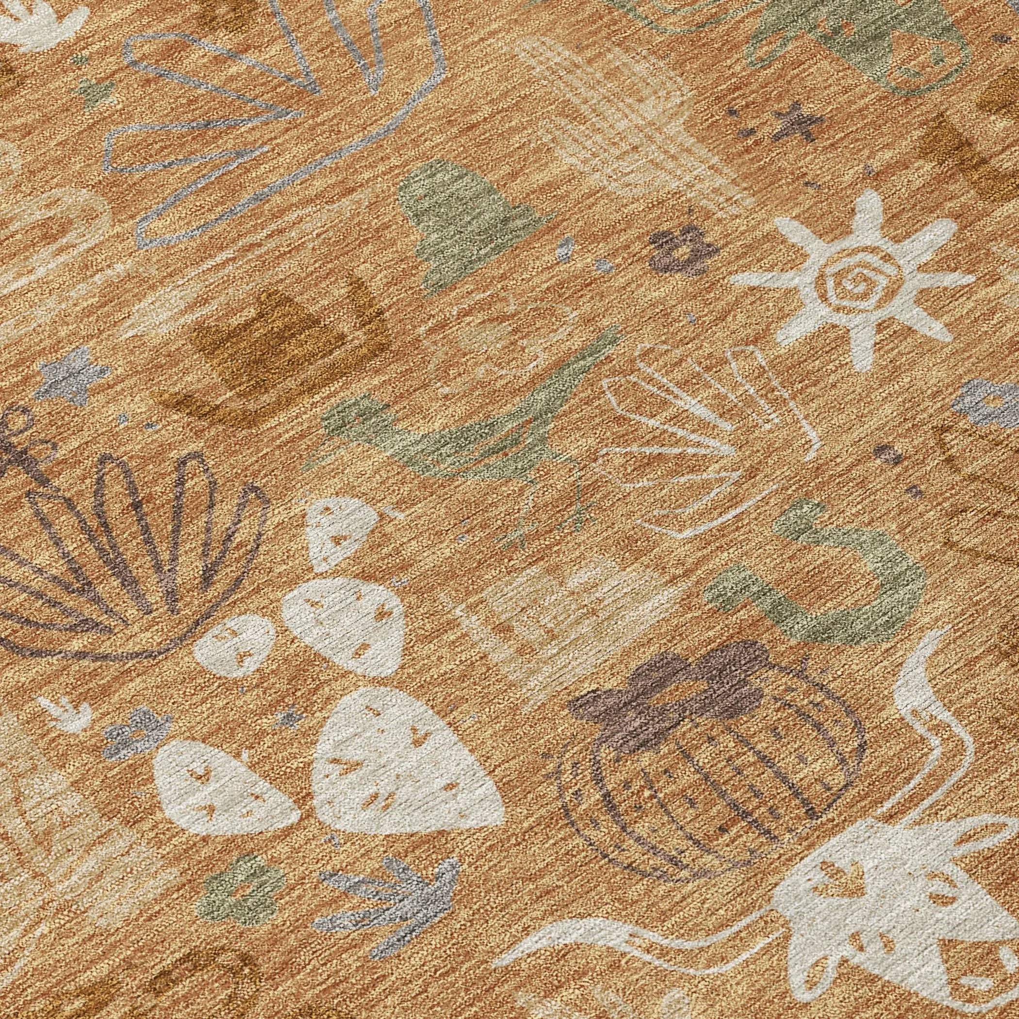 9' X 12' Copper And Beige Cactus Washable Indoor Outdoor Area Rug Homeroots Outdoor