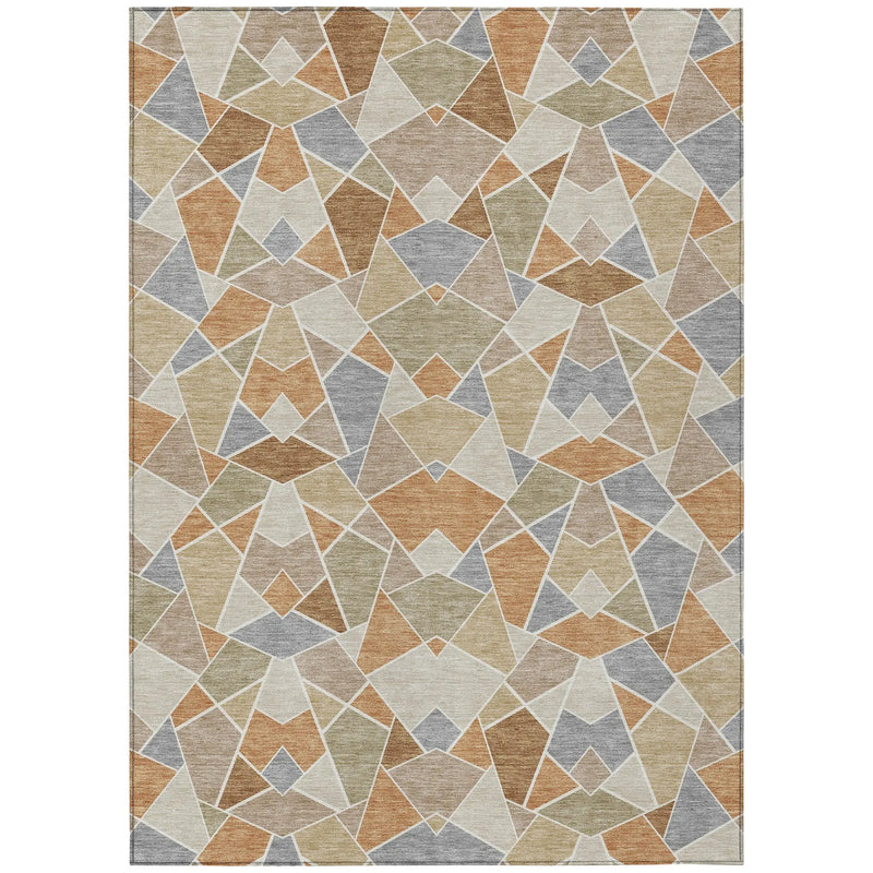 9' X 12' Copper And Beige Geometric Washable Indoor Outdoor Area Rug Homeroots Outdoor