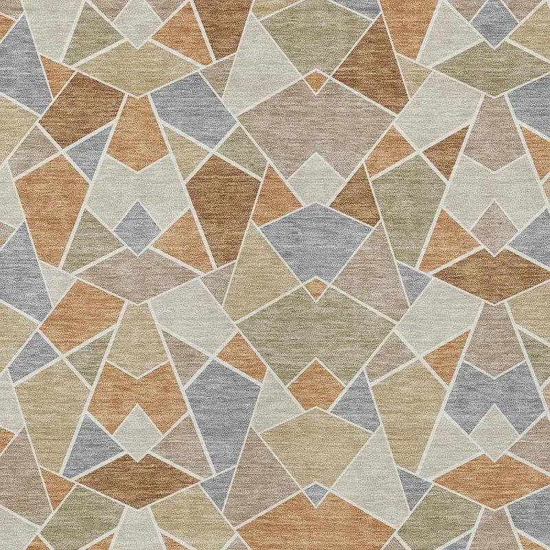 9' X 12' Copper And Beige Geometric Washable Indoor Outdoor Area Rug Homeroots Outdoor