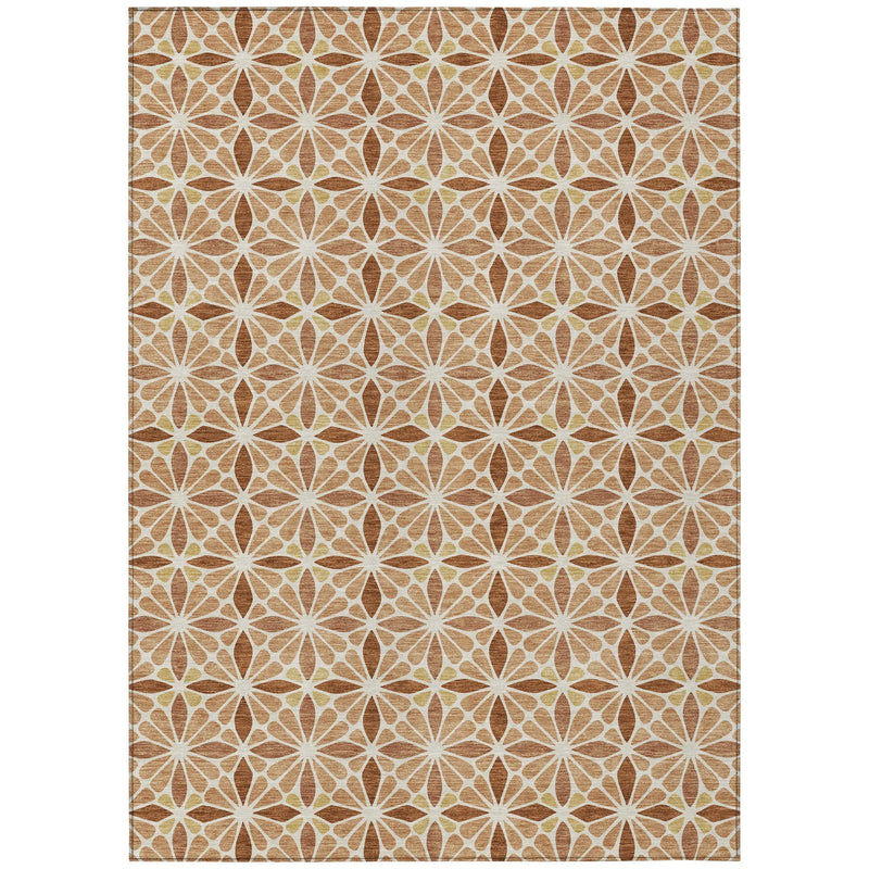 9' X 12' Copper And Gold Geometric Washable Indoor Outdoor Area Rug Homeroots Outdoor