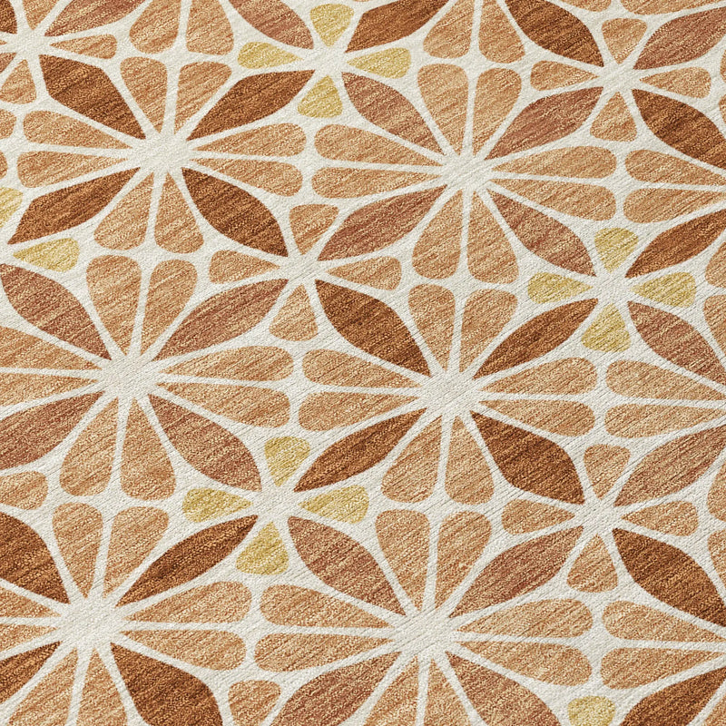 9' X 12' Copper And Gold Geometric Washable Indoor Outdoor Area Rug Homeroots Outdoor