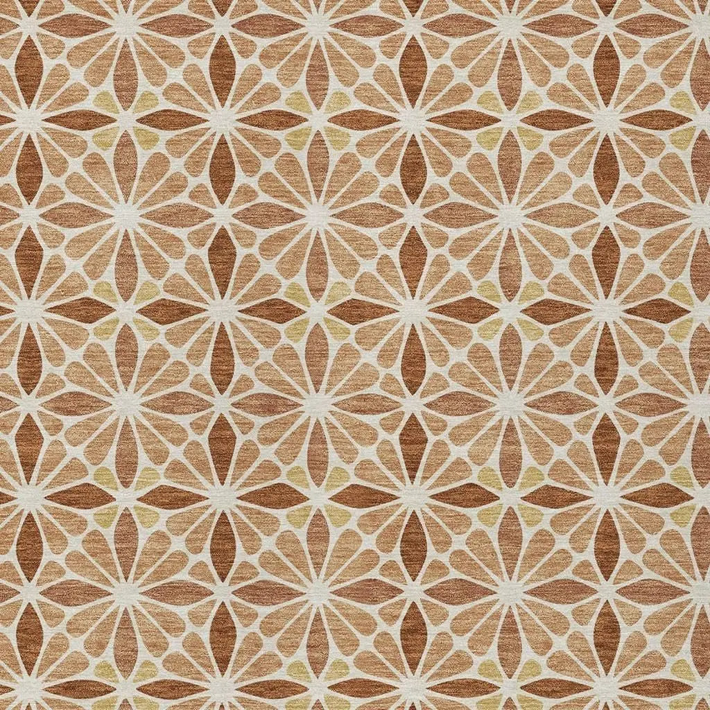 9' X 12' Copper And Gold Geometric Washable Indoor Outdoor Area Rug Homeroots Outdoor