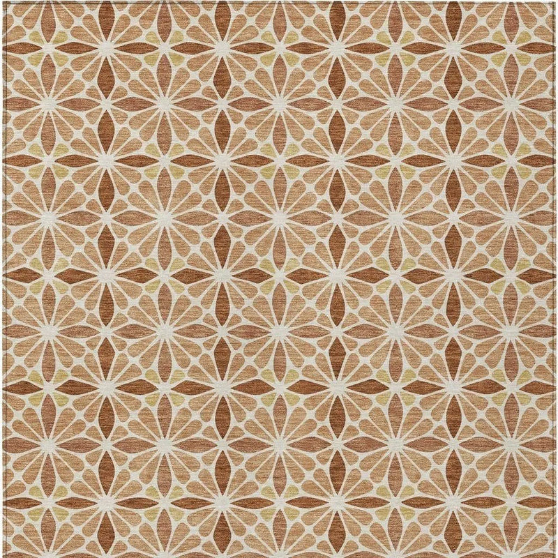 9' X 12' Copper And Gold Geometric Washable Indoor Outdoor Area Rug Homeroots Outdoor