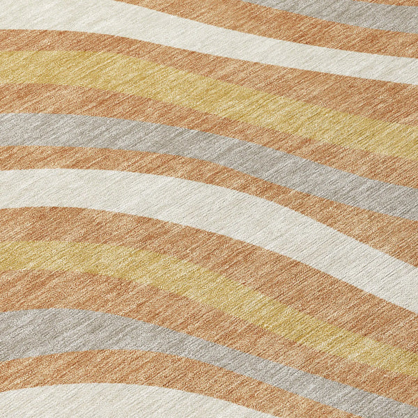 9' X 12' Copper And Gold Striped Washable Indoor Outdoor Area Rug Homeroots Outdoor