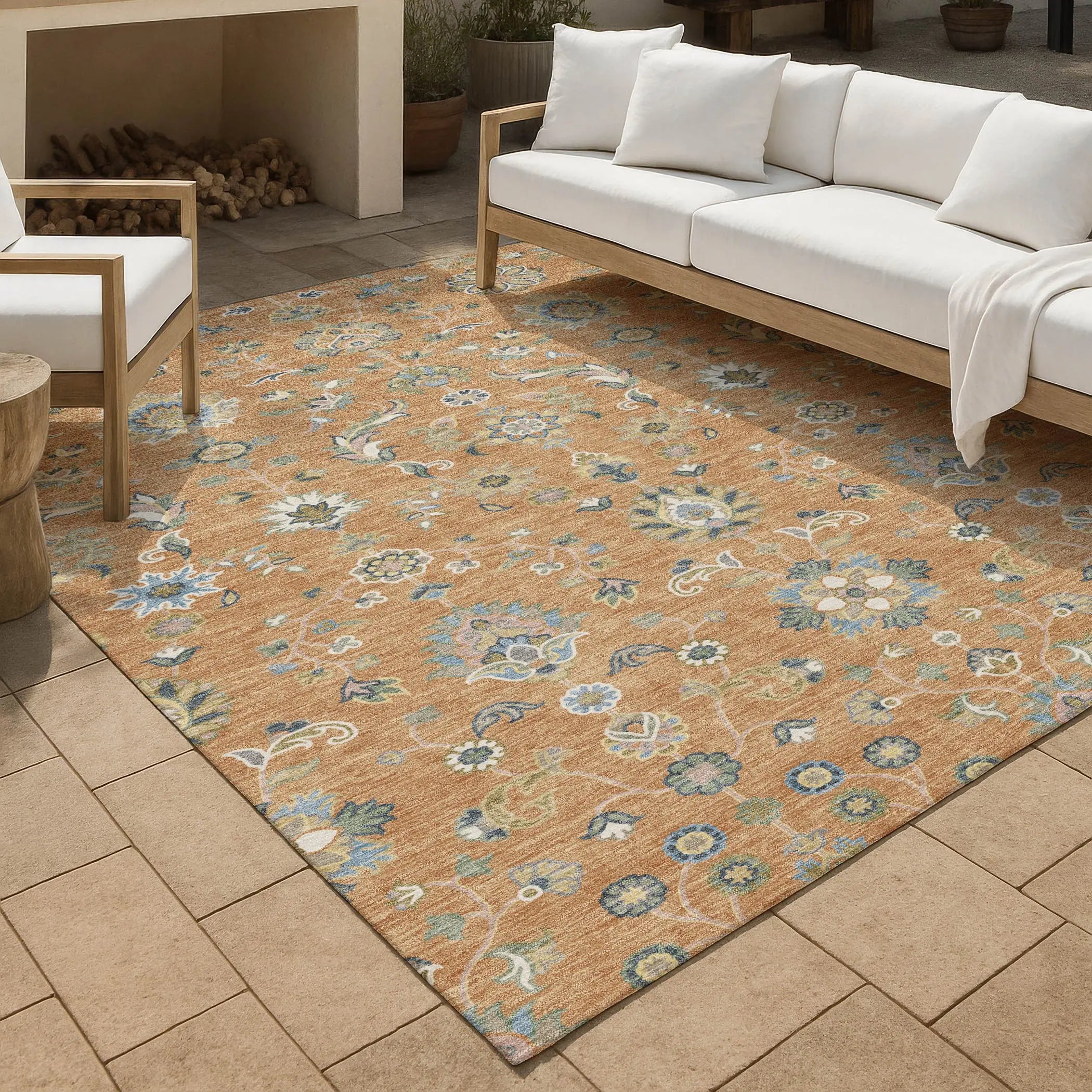 9' X 12' Copper And Green Abstract Washable Indoor Outdoor Area Rug Homeroots Outdoor