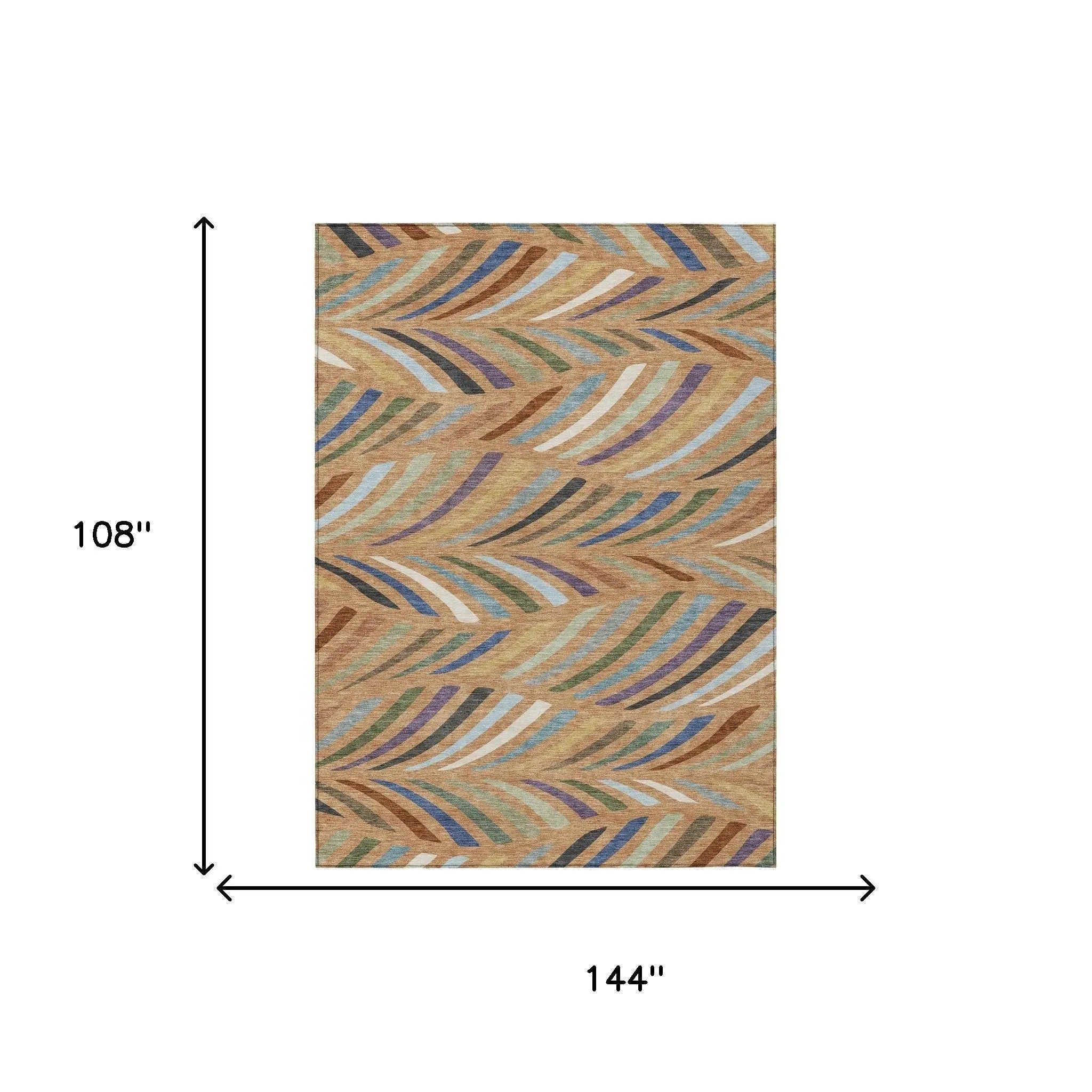 9' X 12' Copper And Green Abstract Washable Indoor Outdoor Area Rug Homeroots Outdoor