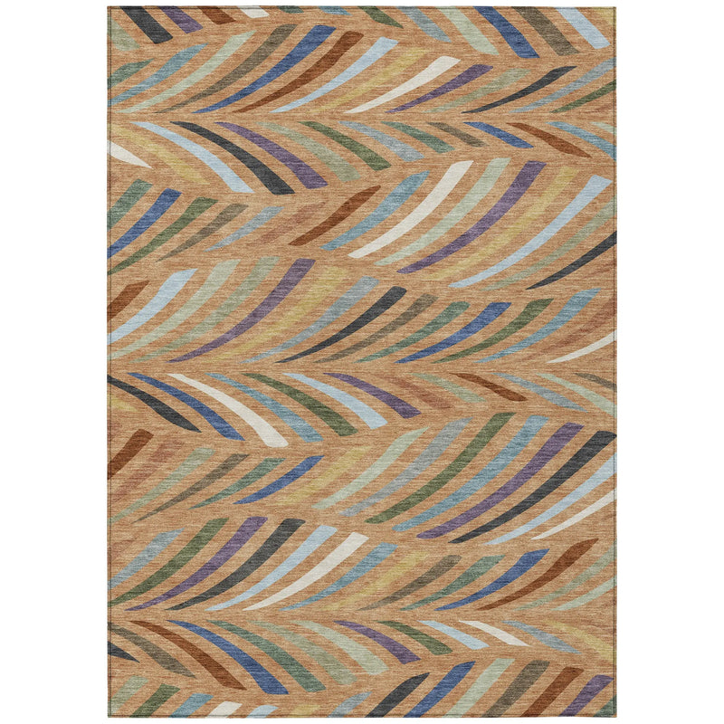 9' X 12' Copper And Green Abstract Washable Indoor Outdoor Area Rug Homeroots Outdoor