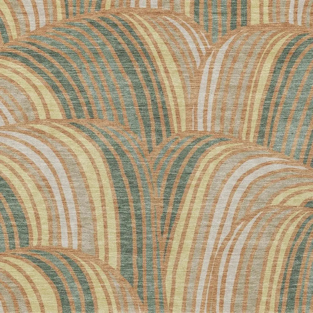 9' X 12' Copper And Green Abstract Washable Indoor Outdoor Area Rug Homeroots Outdoor