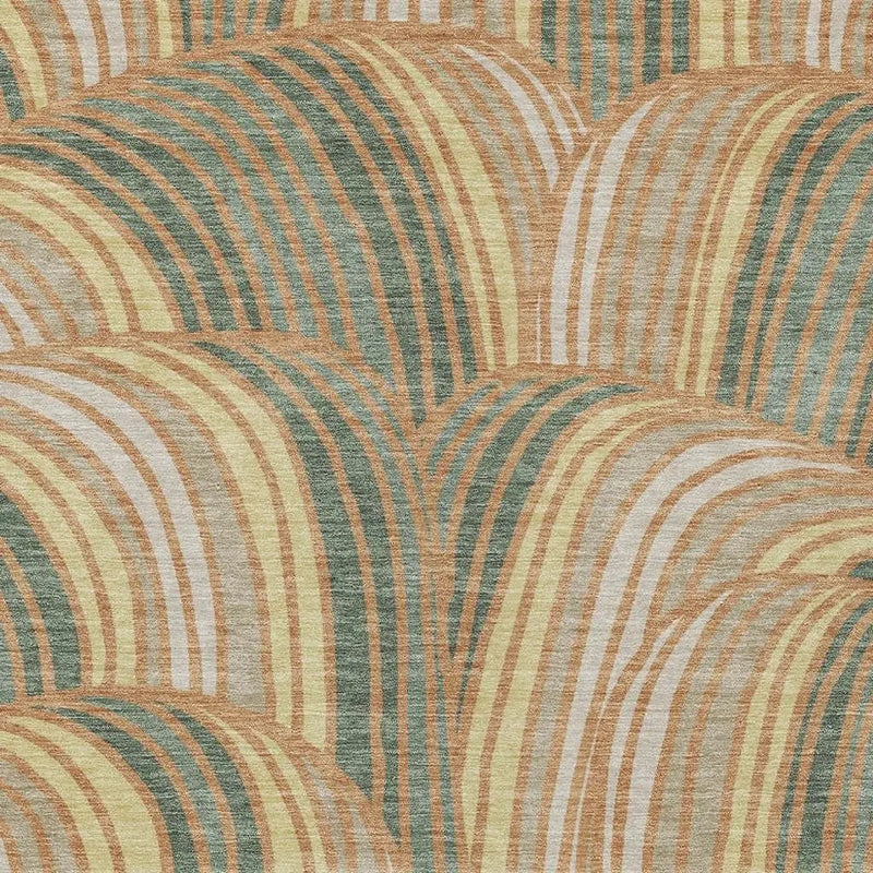 9' X 12' Copper And Green Abstract Washable Indoor Outdoor Area Rug Homeroots Outdoor
