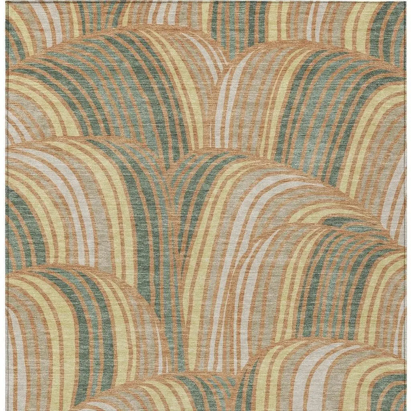 9' X 12' Copper And Green Abstract Washable Indoor Outdoor Area Rug Homeroots Outdoor
