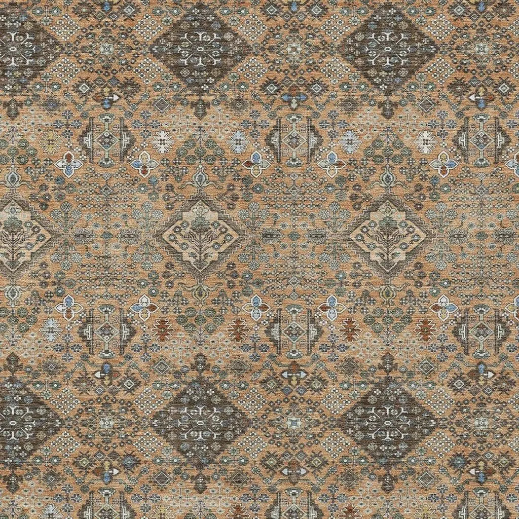 9' X 12' Copper And Green Geometric Washable Indoor Outdoor Area Rug Homeroots Outdoor