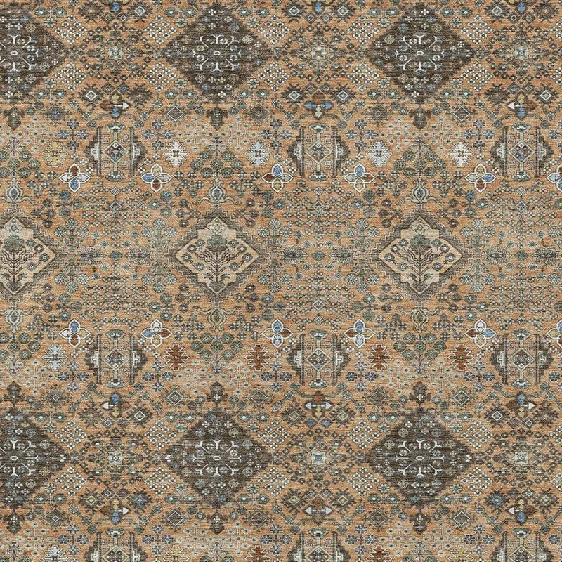 9' X 12' Copper And Green Geometric Washable Indoor Outdoor Area Rug Homeroots Outdoor