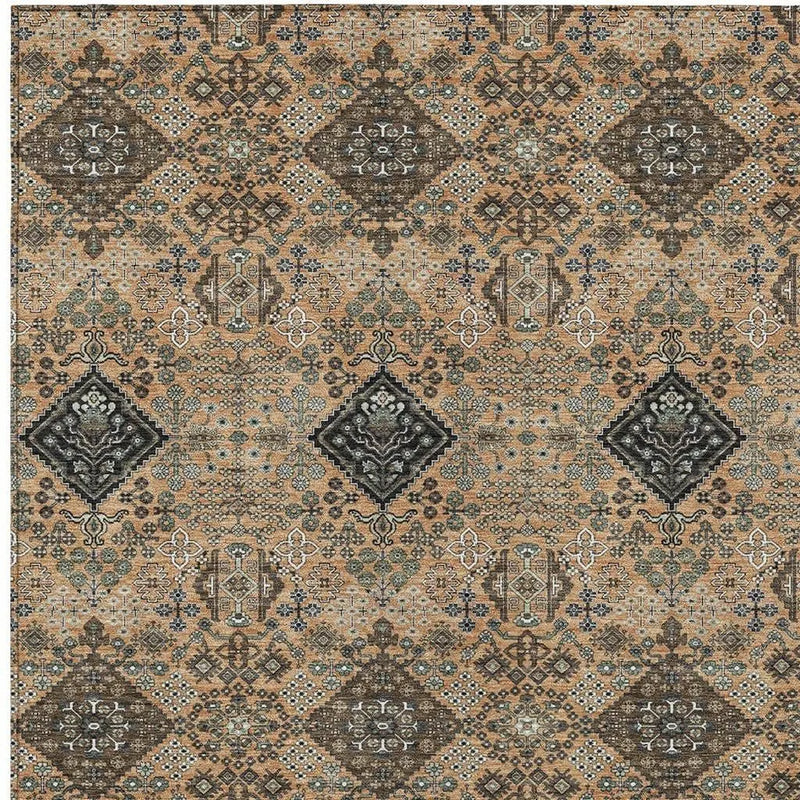 9' X 12' Copper And Green Geometric Washable Indoor Outdoor Area Rug Homeroots Outdoor