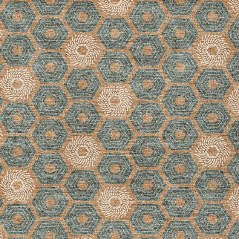 9' X 12' Copper And Green Geometric Washable Indoor Outdoor Area Rug Homeroots Outdoor