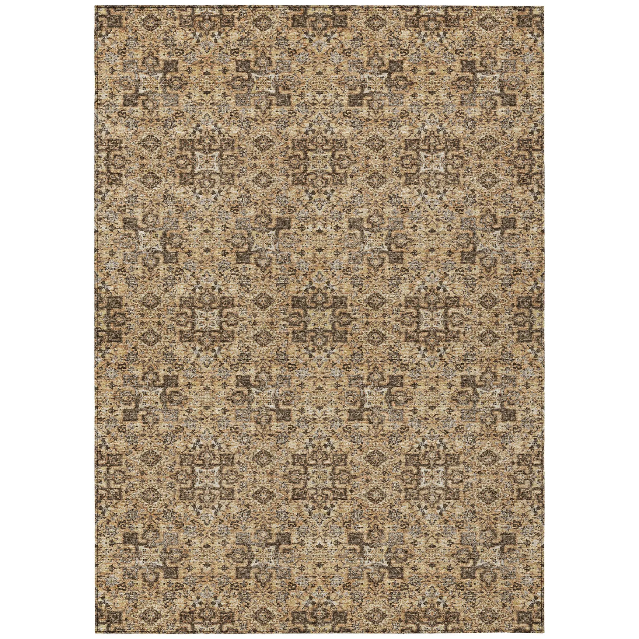 9' X 12' Copper And Green Oriental Washable Indoor Outdoor Area Rug Homeroots Outdoor