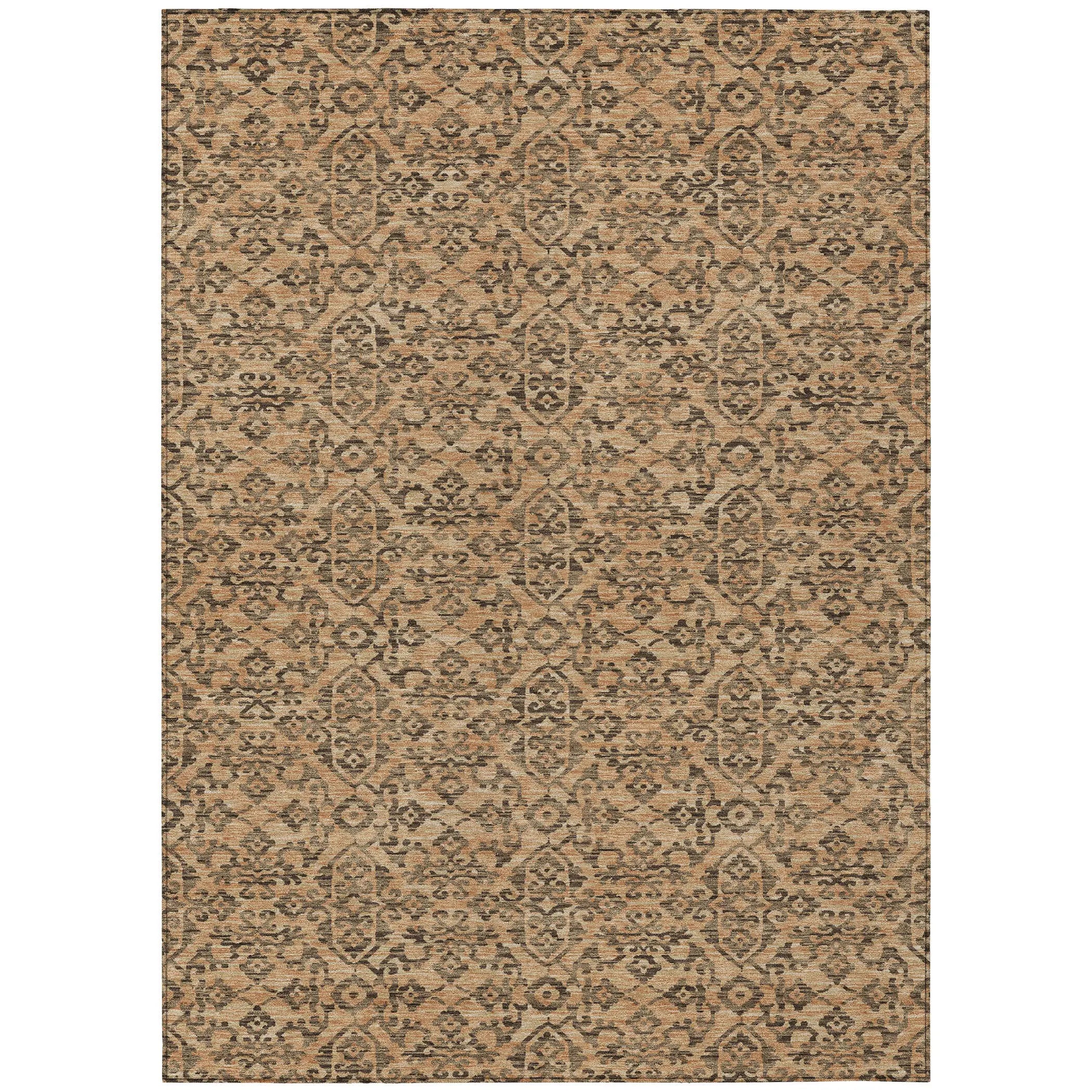 9' X 12' Copper And Green Oriental Washable Indoor Outdoor Area Rug Homeroots Outdoor