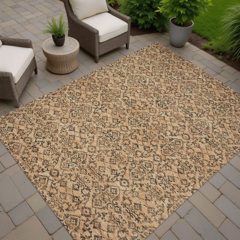 9' X 12' Copper And Green Oriental Washable Indoor Outdoor Area Rug Homeroots Outdoor