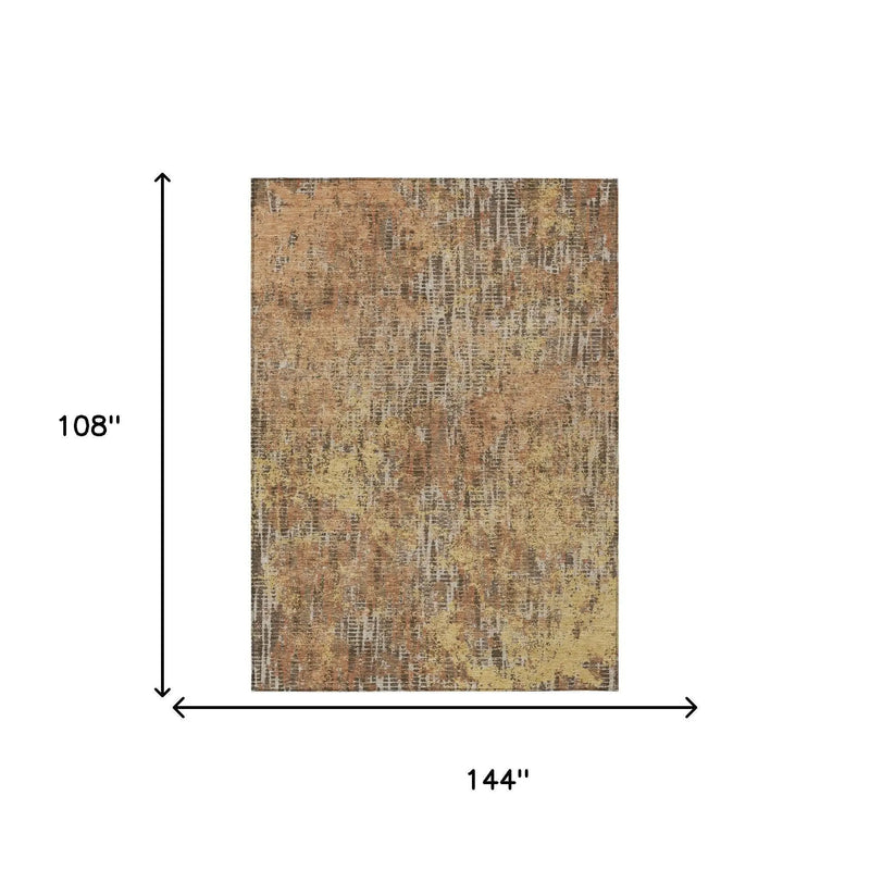 9' X 12' Copper And Ivory Abstract Washable Indoor Outdoor Area Rug Homeroots Outdoor