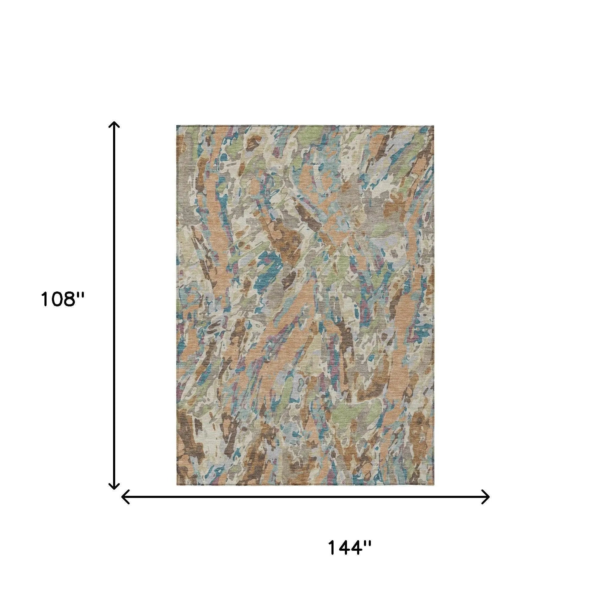 9' X 12' Copper And Ivory Abstract Washable Indoor Outdoor Area Rug Homeroots Outdoor