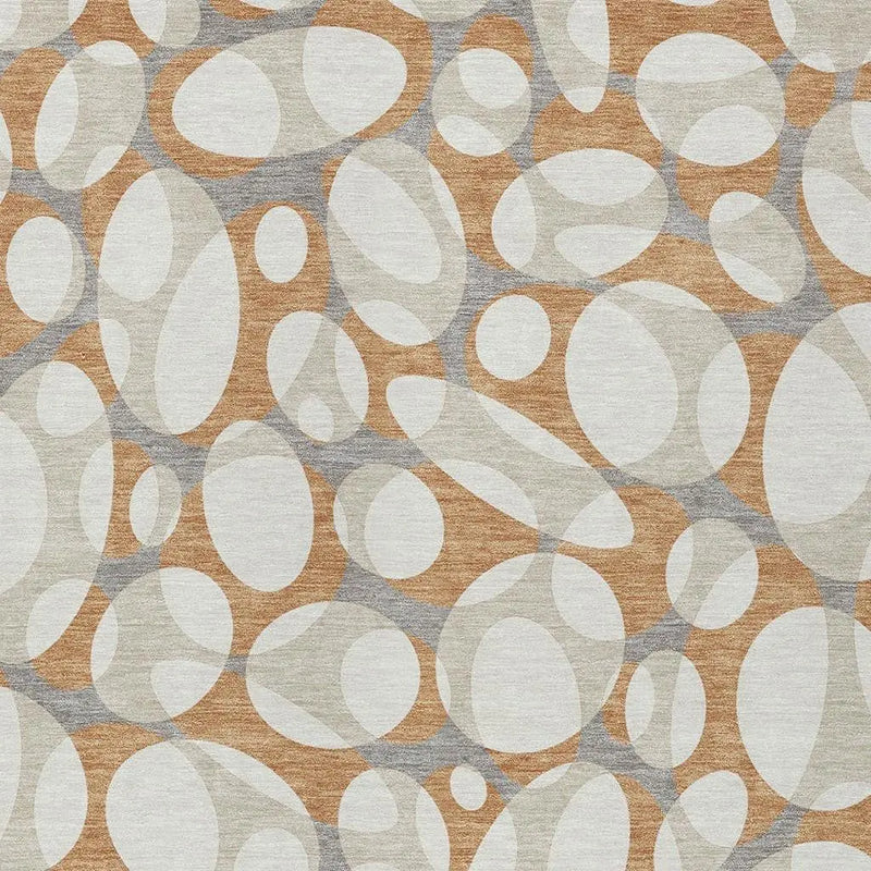 9' X 12' Copper And Ivory Abstract Washable Indoor Outdoor Area Rug Homeroots Outdoor