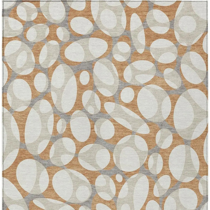 9' X 12' Copper And Ivory Abstract Washable Indoor Outdoor Area Rug Homeroots Outdoor