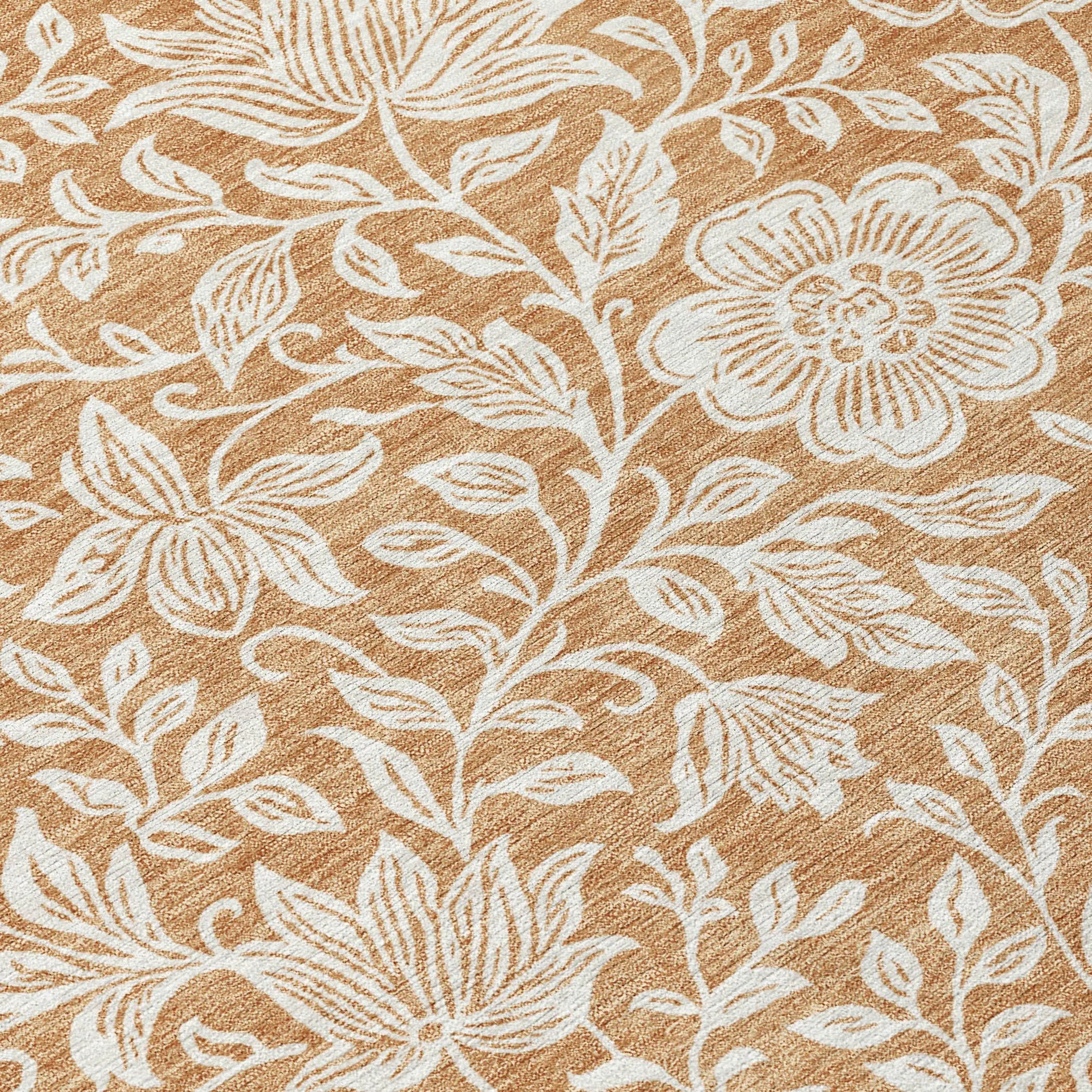 9' X 12' Copper And Ivory Floral Washable Indoor Outdoor Area Rug Homeroots Outdoor