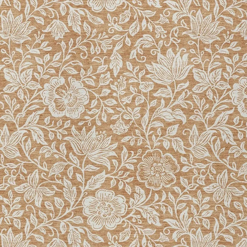 9' X 12' Copper And Ivory Floral Washable Indoor Outdoor Area Rug Homeroots Outdoor