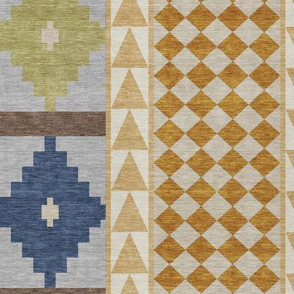 9' X 12' Copper And Ivory Southwestern Washable Indoor Outdoor Area Rug Homeroots Outdoor