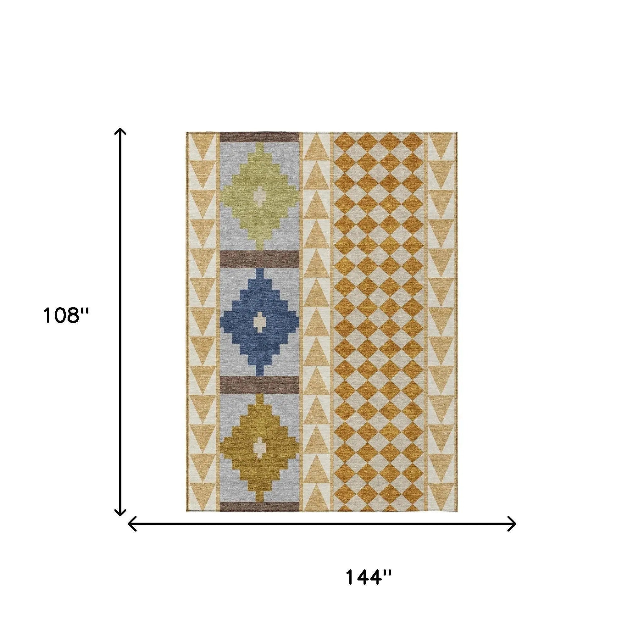 9' X 12' Copper And Ivory Southwestern Washable Indoor Outdoor Area Rug Homeroots Outdoor