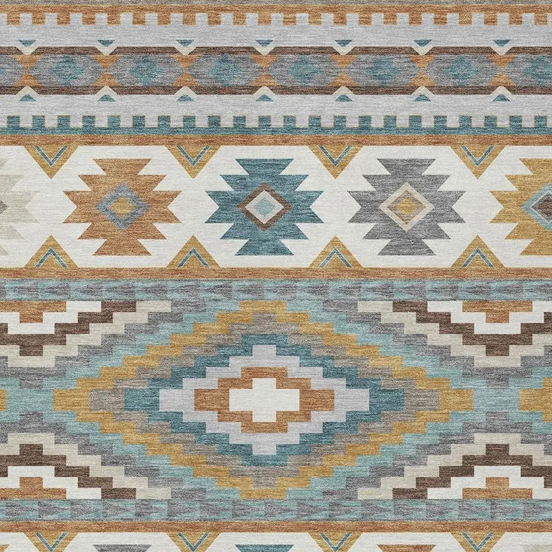 9' X 12' Copper And Ivory Southwestern Washable Indoor Outdoor Area Rug Homeroots Outdoor