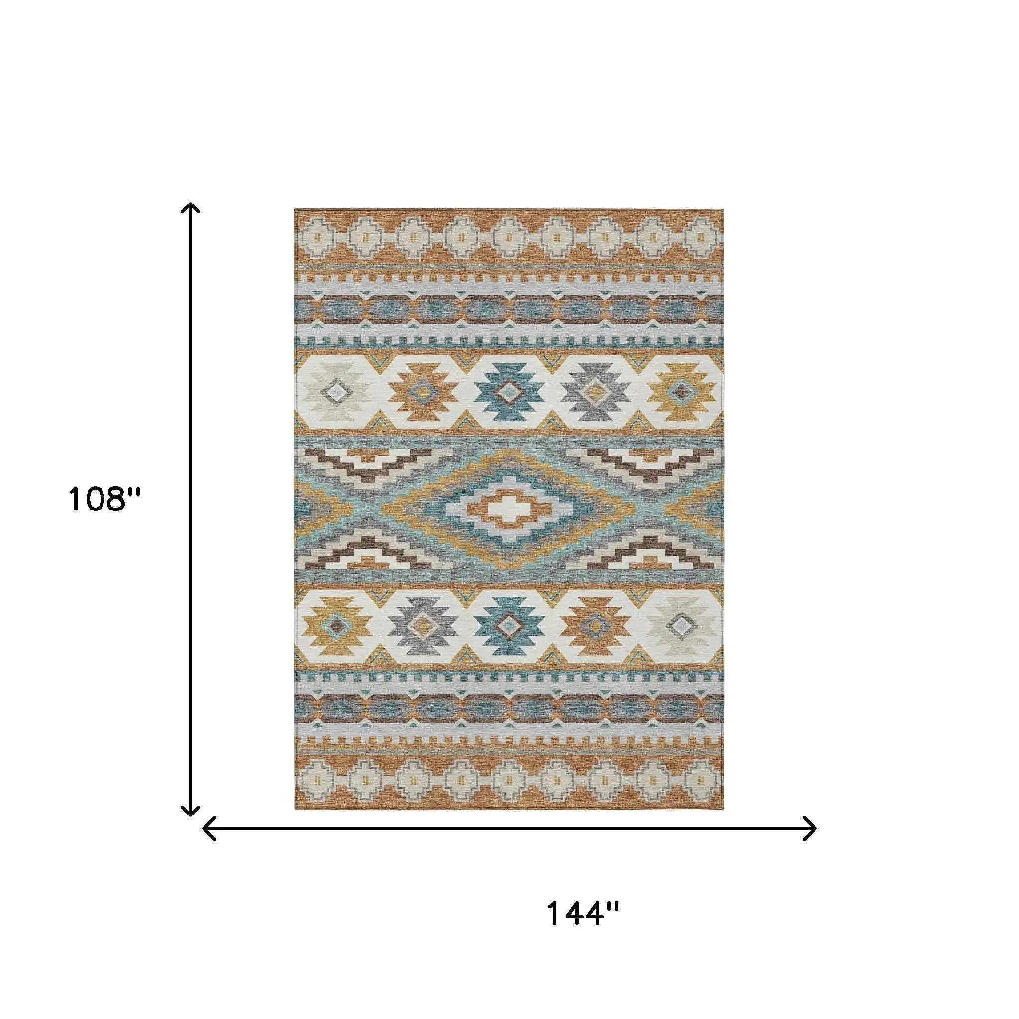 9' X 12' Copper And Ivory Southwestern Washable Indoor Outdoor Area Rug Homeroots Outdoor
