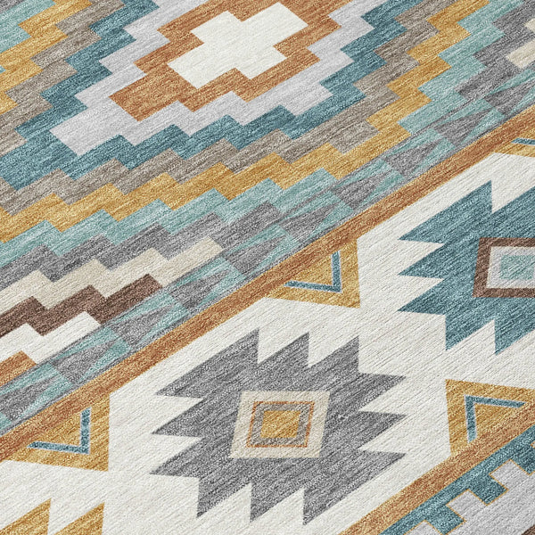 9' X 12' Copper And Ivory Southwestern Washable Indoor Outdoor Area Rug Homeroots Outdoor