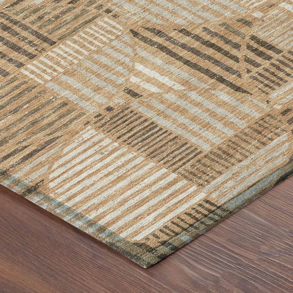 9' X 12' Copper And Khaki Geometric Washable Indoor Outdoor Area Rug Homeroots Outdoor