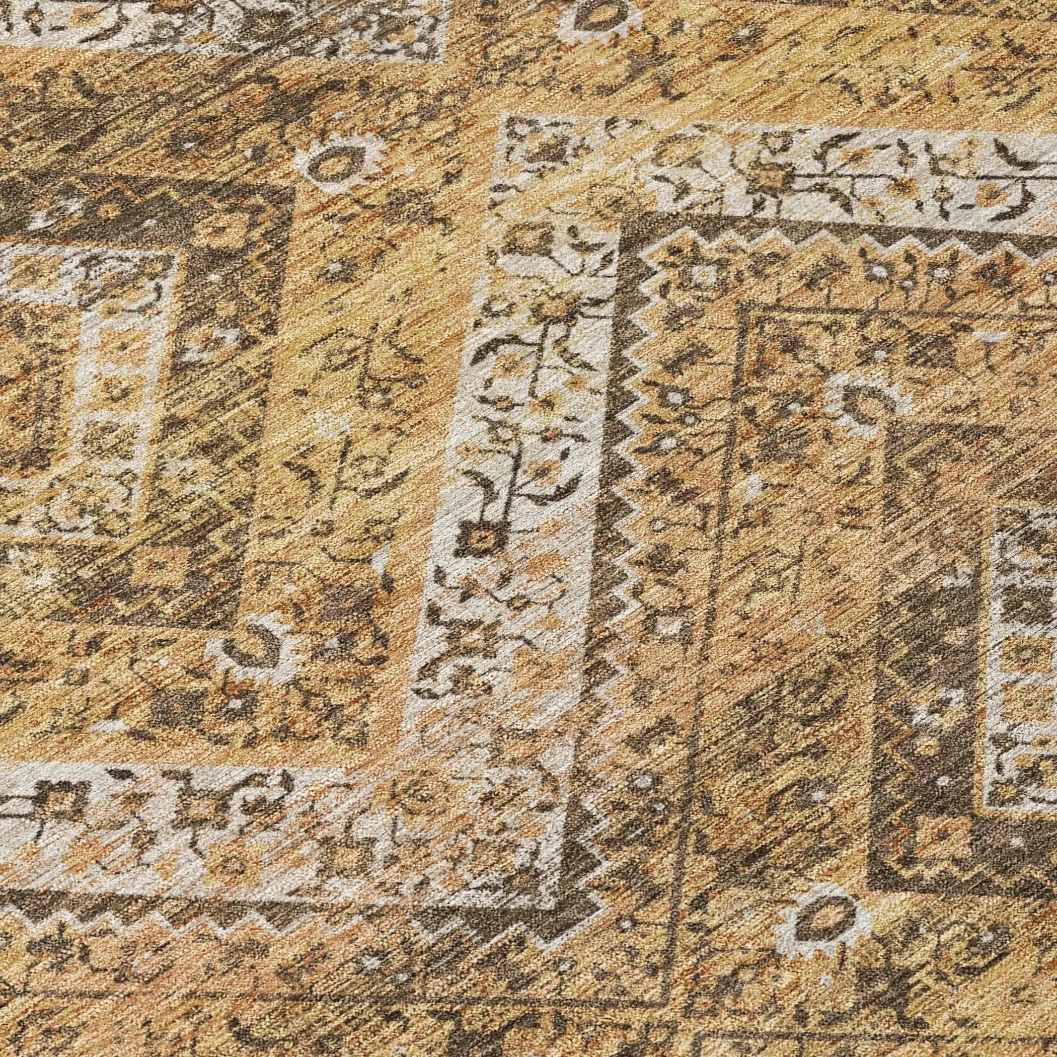 9' X 12' Copper And Khaki Tribal Washable Indoor Outdoor Area Rug Homeroots Outdoor