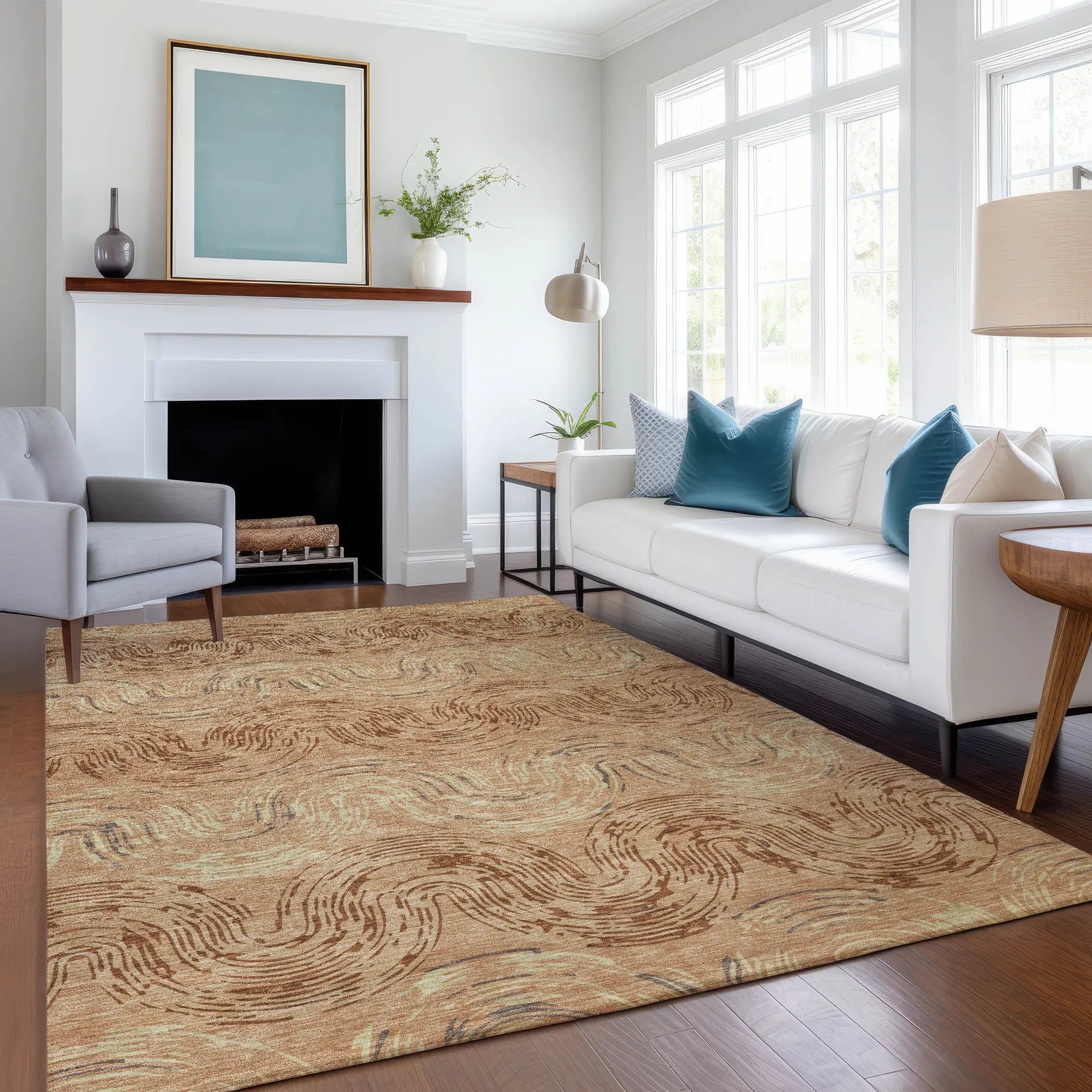9' X 12' Copper And Orange Abstract Washable Indoor Outdoor Area Rug Homeroots Outdoor