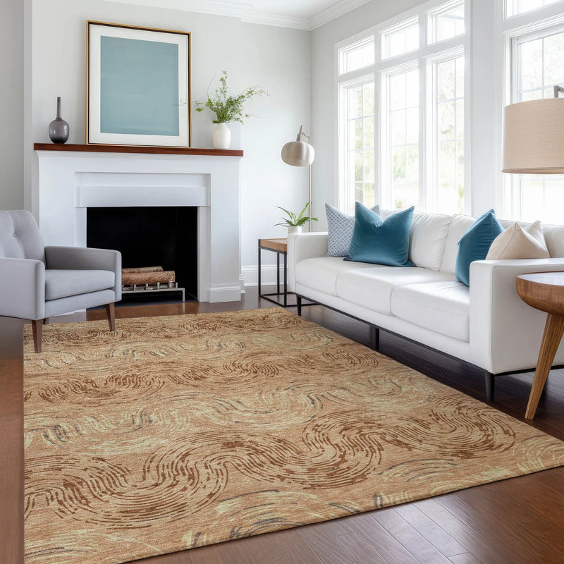 9' X 12' Copper And Orange Abstract Washable Indoor Outdoor Area Rug Homeroots Outdoor