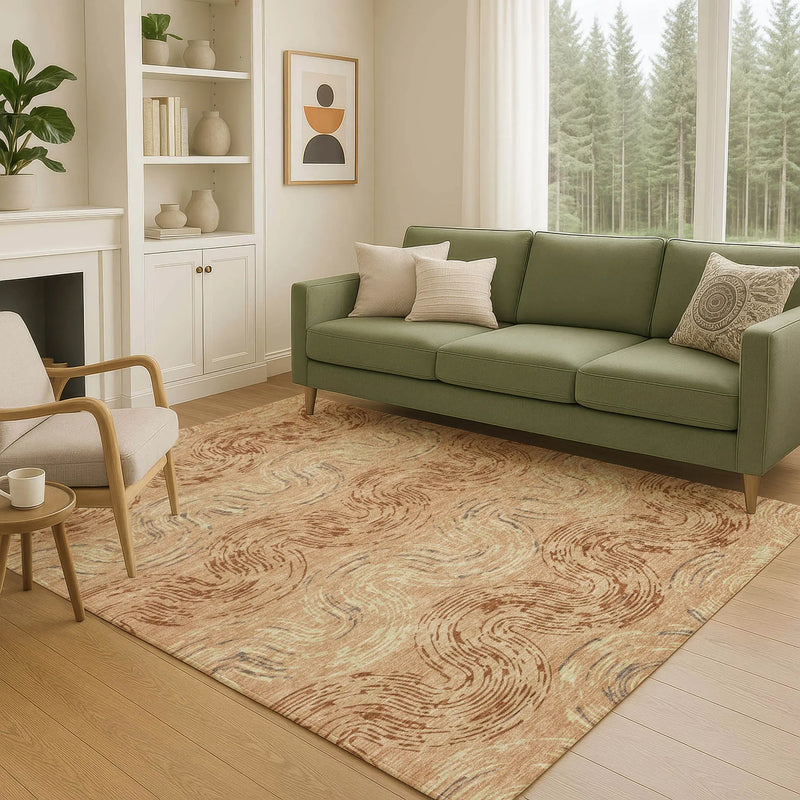 9' X 12' Copper And Orange Abstract Washable Indoor Outdoor Area Rug Homeroots Outdoor