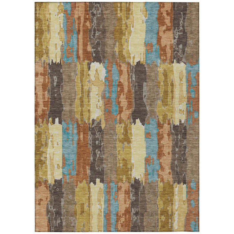 9' X 12' Copper And Orange Abstract Washable Indoor Outdoor Area Rug Homeroots Outdoor