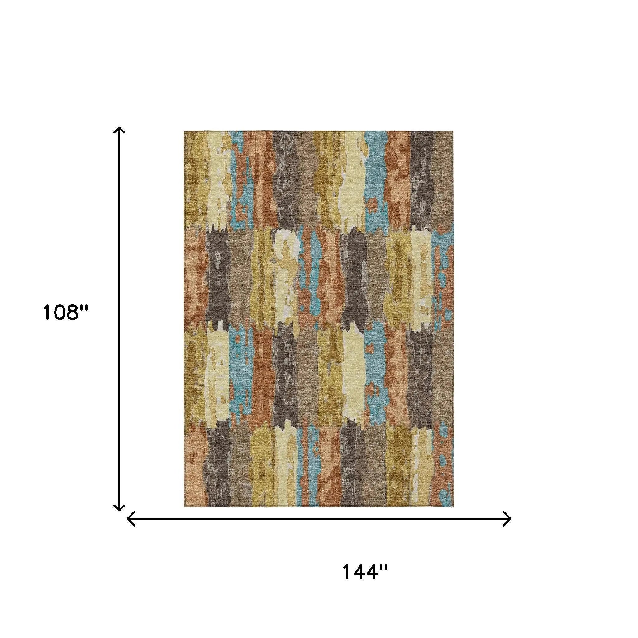 9' X 12' Copper And Orange Abstract Washable Indoor Outdoor Area Rug Homeroots Outdoor