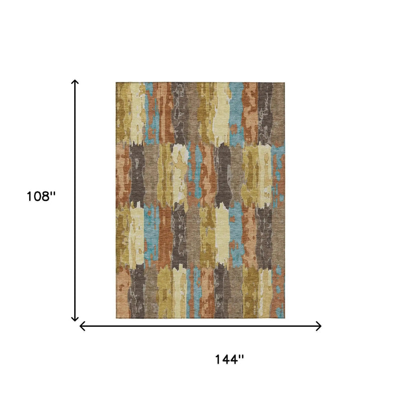 9' X 12' Copper And Orange Abstract Washable Indoor Outdoor Area Rug Homeroots Outdoor