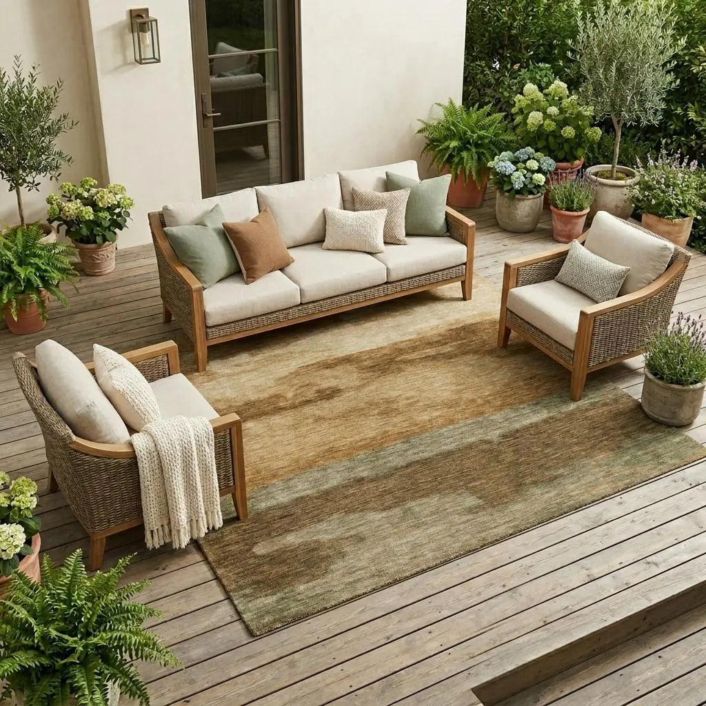 9' X 12' Copper And Orange Abstract Washable Indoor Outdoor Area Rug Homeroots Outdoor