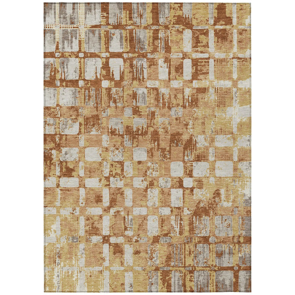 9' X 12' Copper And Orange Abstract Washable Indoor Outdoor Area Rug Homeroots Outdoor