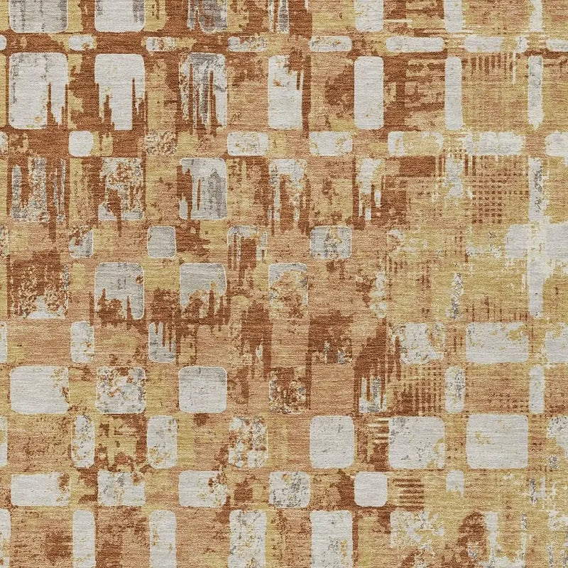 9' X 12' Copper And Orange Abstract Washable Indoor Outdoor Area Rug Homeroots Outdoor
