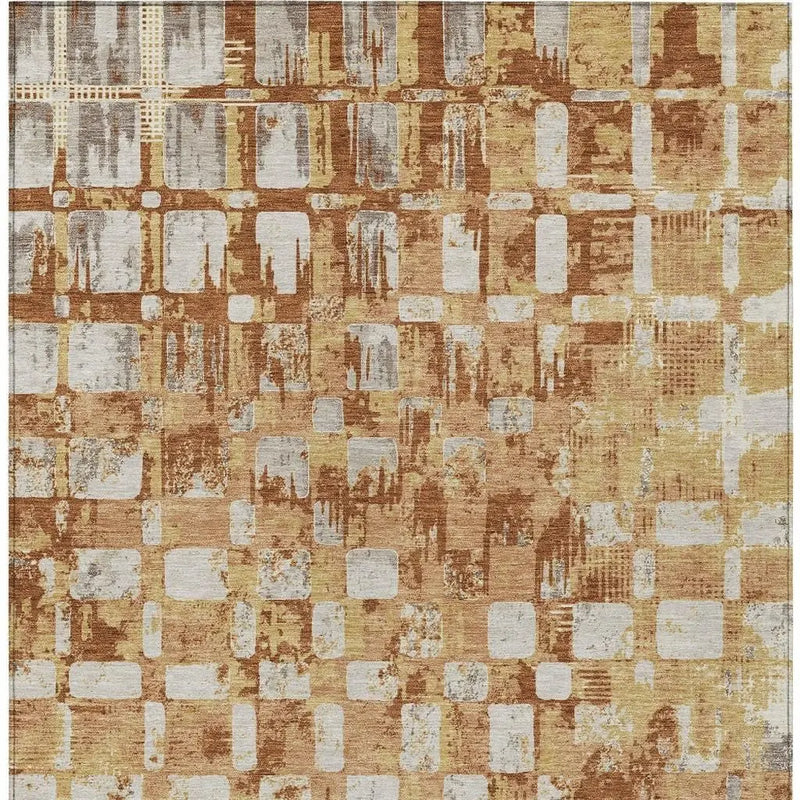 9' X 12' Copper And Orange Abstract Washable Indoor Outdoor Area Rug Homeroots Outdoor