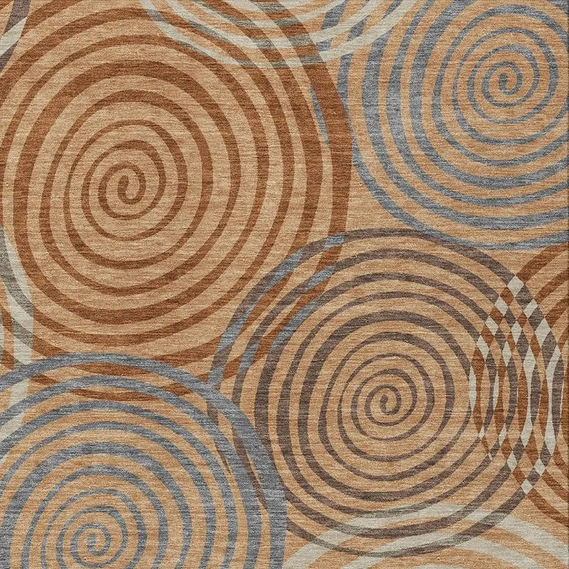 9' X 12' Copper And Orange Geometric Washable Indoor Outdoor Area Rug Homeroots Outdoor