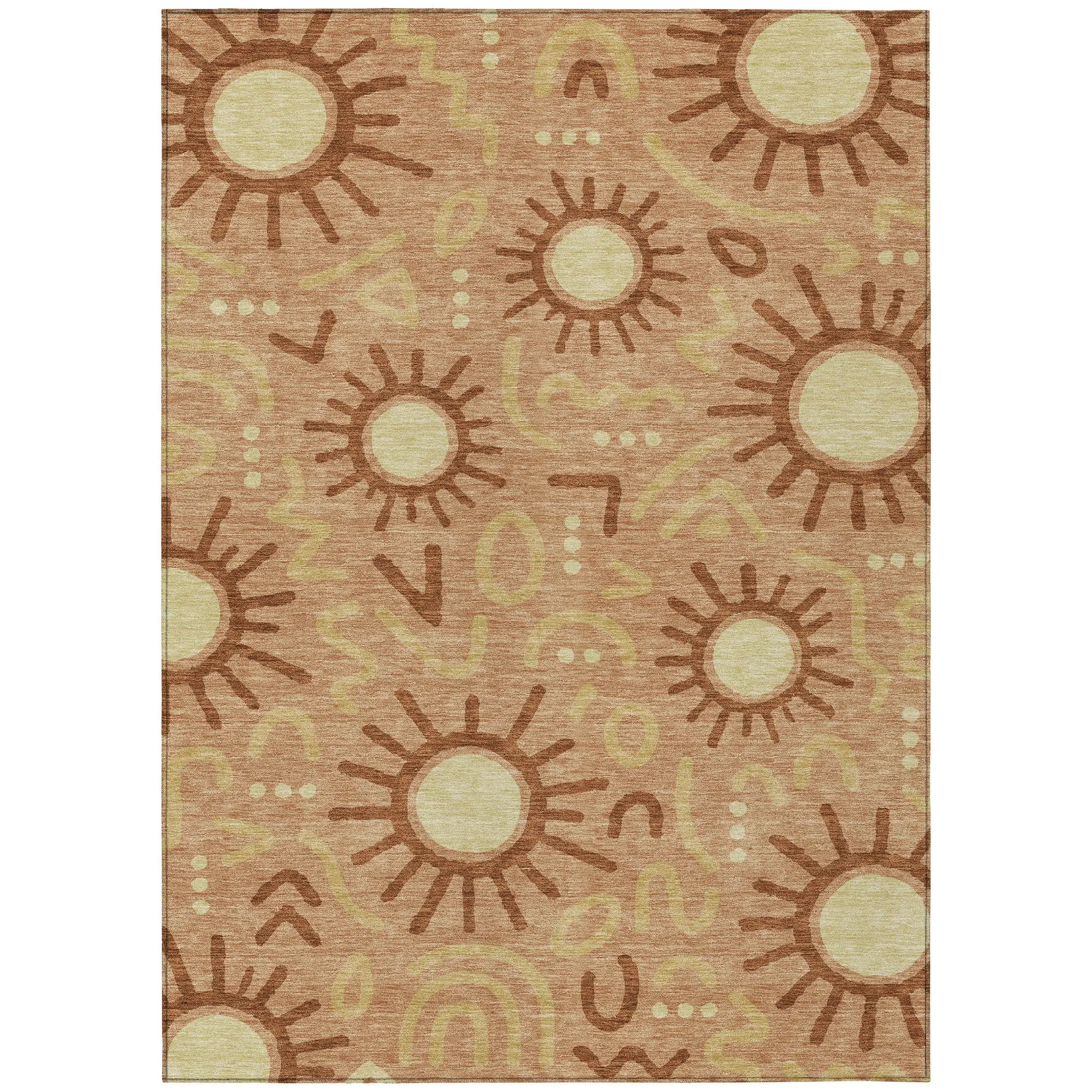 9' X 12' Copper And Orange Geometric Washable Indoor Outdoor Area Rug Homeroots Outdoor